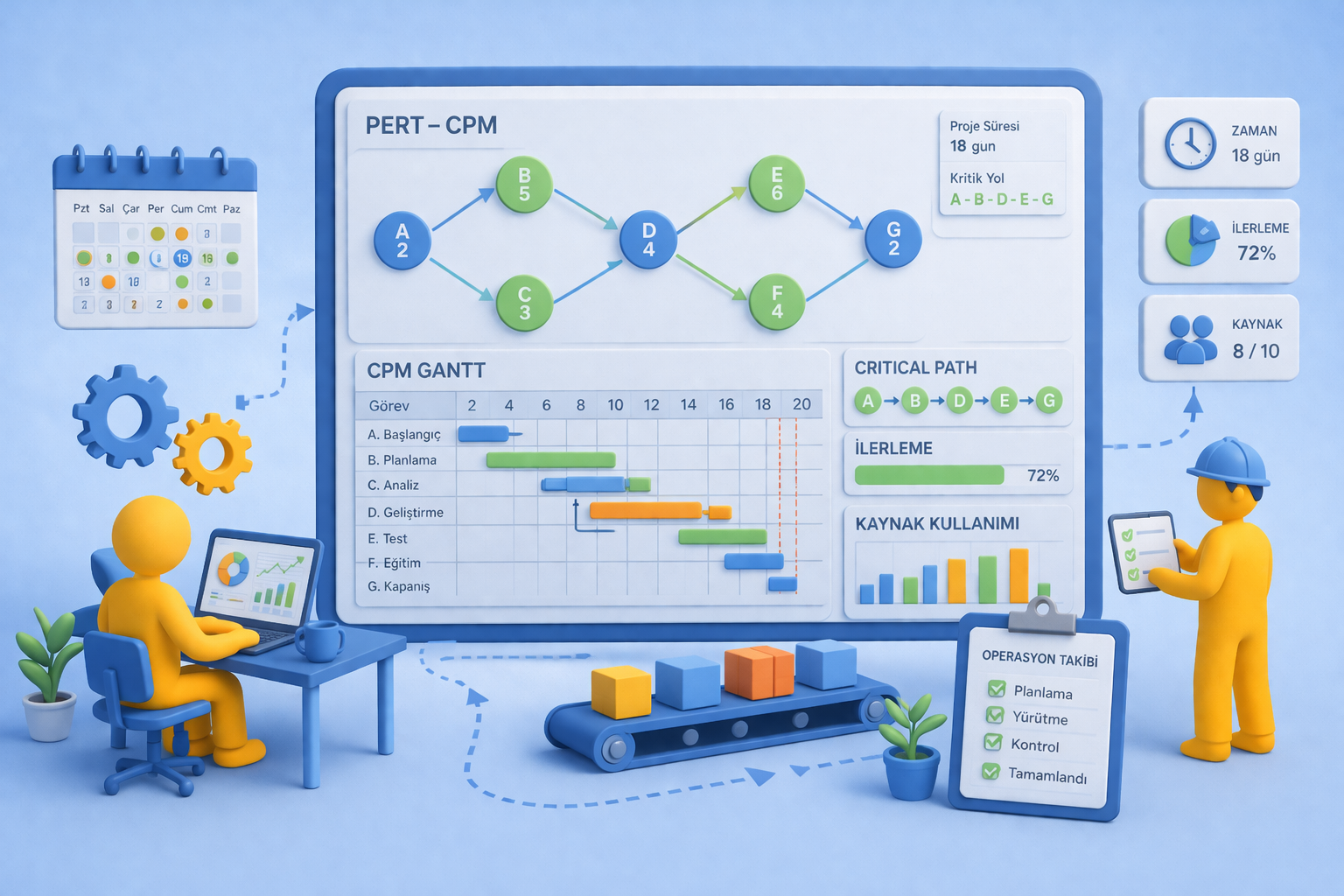 11) PERT–CPM Proje Yönetimi & Operasyon Takibi